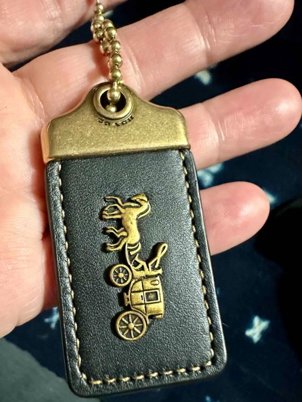 COACH 1941 Black Glovetanned Leather Hang Tag w/ Brass replacement